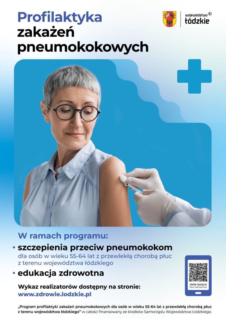 Plakat poświęcony programowi profilaktyki zakażeń pneumokokowych